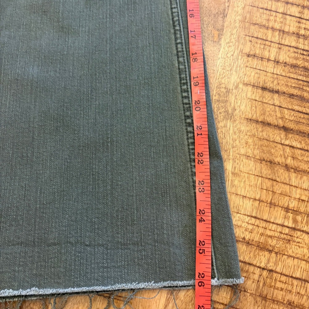 Pistola Penny Wide Leg Crop Jeans 30 Olive Green High Rise Raw Hem Utility Pants - Picture 12 of 12